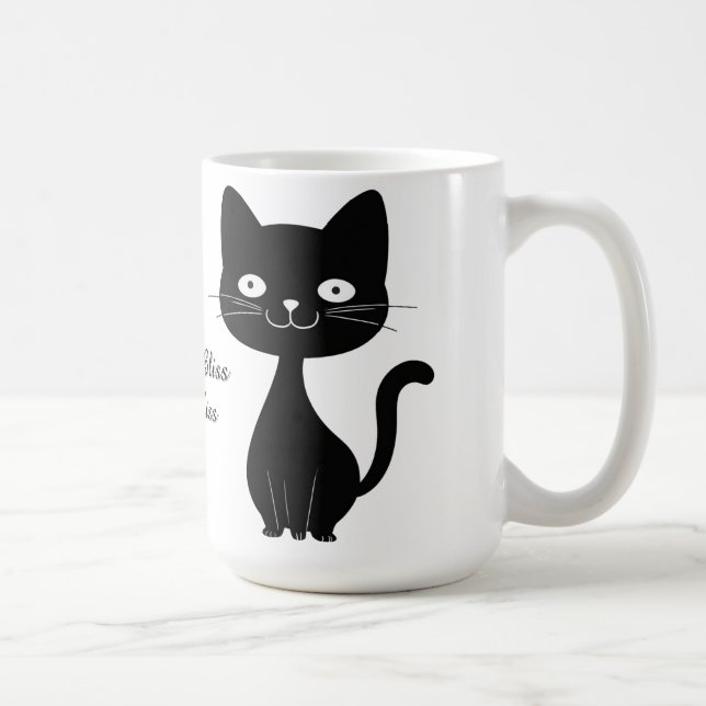 Minimalistisk svart kattserie Rollig kattillustrat Kaffemugg (Höger)