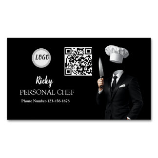 Minimalistisk svart kockuniformsfoto QR-kod Magnetiska Visitkort