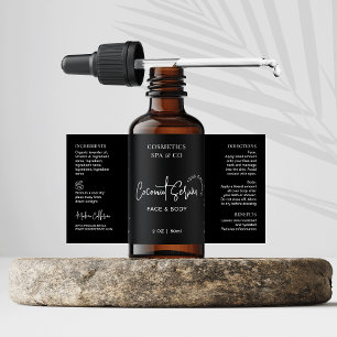 Minimalistisk, svart, kosmetisk Flaska 2 OZ-produk Fraktsedel