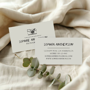 Minimalistisk svart & krämig fotograf visitkort