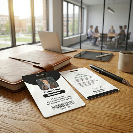 Minimalistisk svart lärar-ID-märke för foto