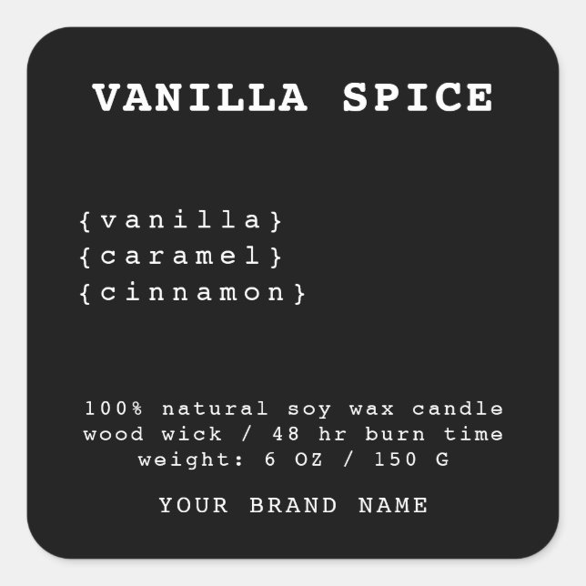 Minimalistisk svart ljusstakelapp fyrkantigt klistermärke (Framsida)