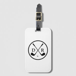 Minimalistisk svart Logotyp och Monogram Golf Play Bagagebricka