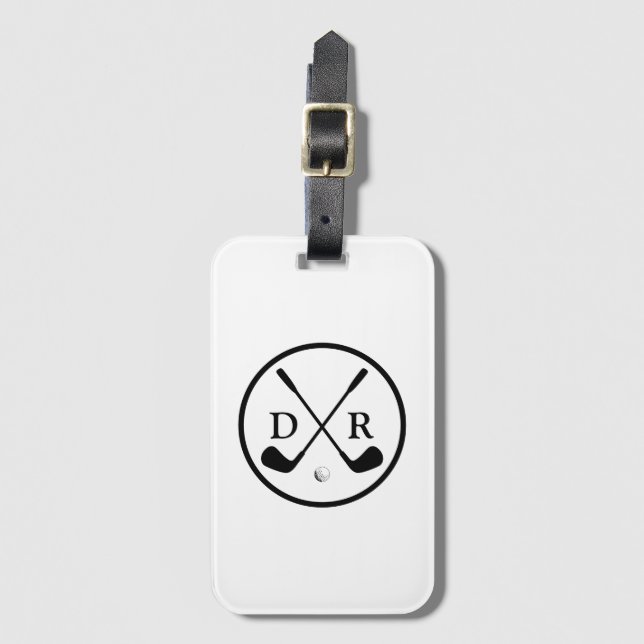 Minimalistisk svart Logotyp och Monogram Golf Play Bagagebricka (Framsida vertikal)