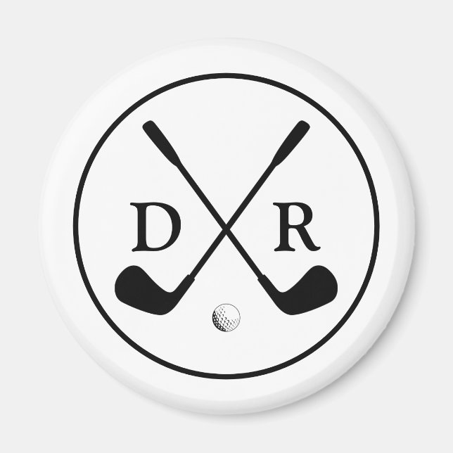 Minimalistisk svart Logotyp och Monogram Golf Play Magnet (Framsidan)