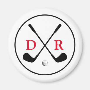 Minimalistisk svart Logotyp och Monogram Golf Play Magnet