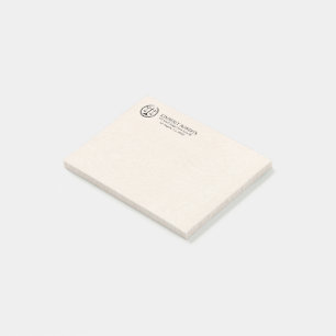 Minimalistisk, svart Logotyp på Beige Linen Post-it Block