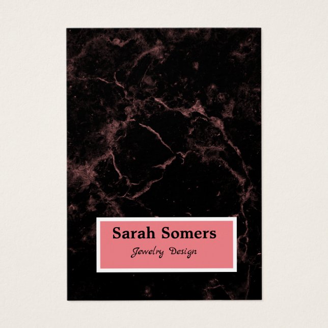 Minimalistisk Svart Marble Ro Guld Earring Visitkort (Framsidan)