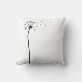 Minimalistisk svart maskros som blåser i vinden Ko Kudde