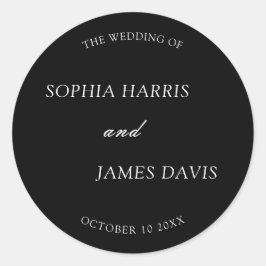 Minimalistisk Svart Modern Elegant Bröllop  Runt Klistermärke