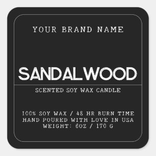 Minimalistisk svart, modern elegant-ljusprodukt fyrkantigt klistermärke