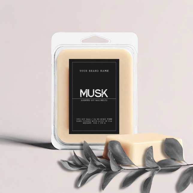 Minimalistisk svart modern elegant soy vax melts mat etikett (Skapare uppladdad)
