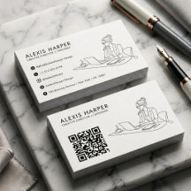 Minimalistisk svart modern linjekonst Kvinna QR-ko