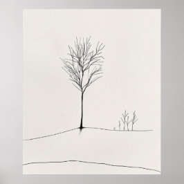 Minimalistisk svart, modern, modern konst av träd poster