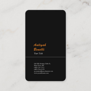 Minimalistisk svart, modern Professionell-Orange Visitkort