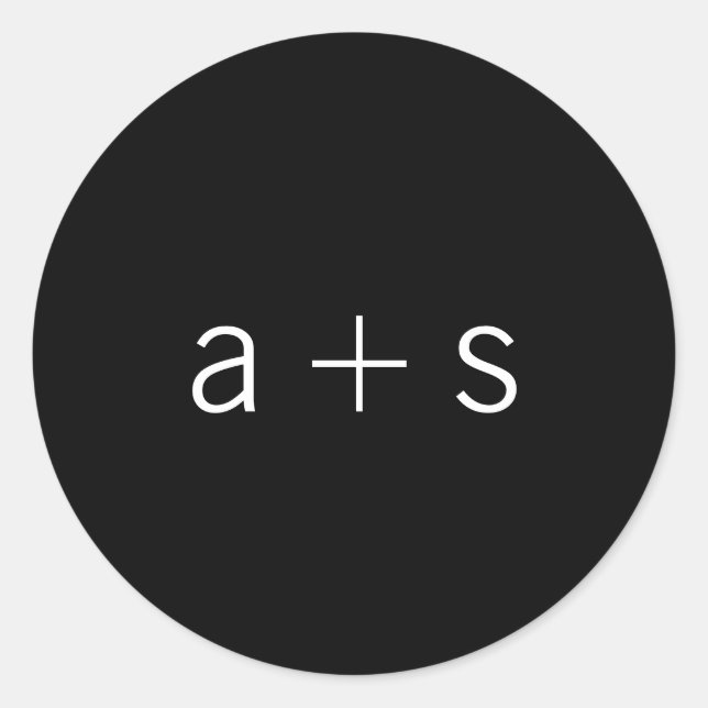 Minimalistisk svart Monogram Bröllop Runt Klistermärke (Framsida)