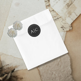 Minimalistisk svart Monogram Bröllop Runt Klistermärke