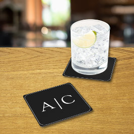 Minimalistisk svart Monogram Bröllop Underlägg Papper Kvadrat