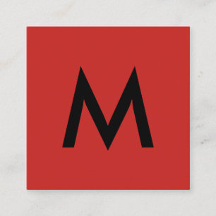 Minimalistisk svart monogram rött svart fyrkantigt visitkort