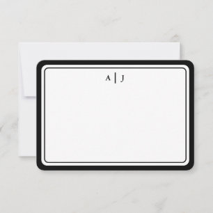 Minimalistisk svart monogram rund ram anteckningskort