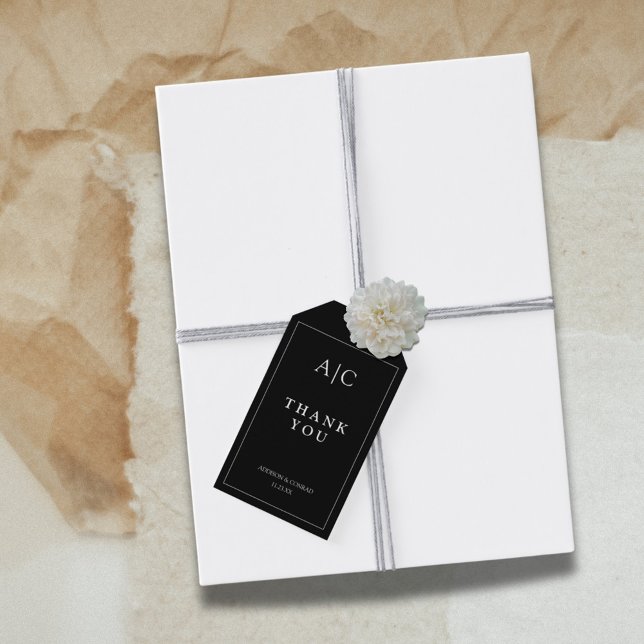 Minimalistisk svart monogram-Tack Presentetikett (Skapare uppladdad)