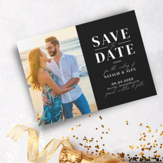 Minimalistisk svart monogram-webbplats QR-kod Bild Spara Datumet