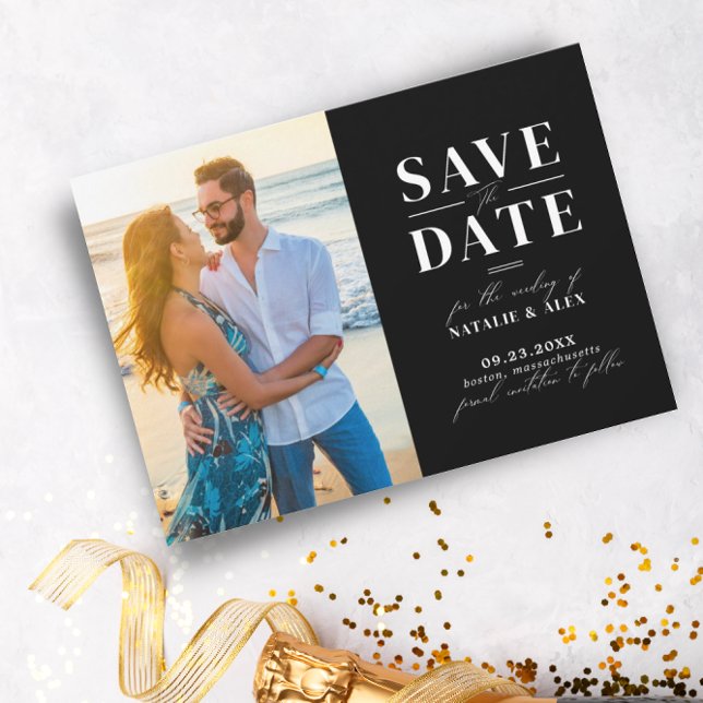 Minimalistisk svart monogram-webbplats QR-kod Bild Spara Datumet (Skapare uppladdad)