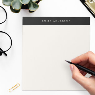 Minimalistisk svart och elfenbensvit elegant monog anteckningsblock