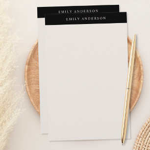 Minimalistisk svart och elfenbensvit elegant monog brevpapper