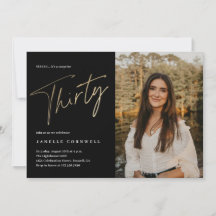 Minimalistisk svart och guld 30-årsfest