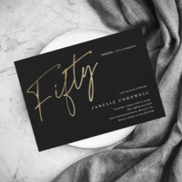 Minimalistisk svart och guld 50-årsfest inbjudningar