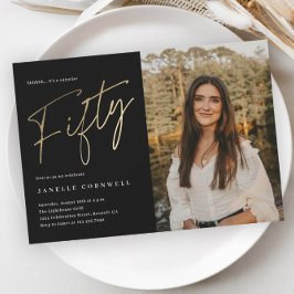 Minimalistisk svart och guld 50-årsfest inbjudningar