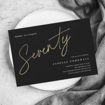 Minimalistisk svart och guld 70-årsdag