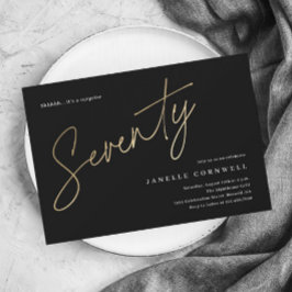 Minimalistisk svart och guld 70-årsfest magnetisk inbjudningskort