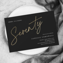 Minimalistisk svart och guld 70-årsfest