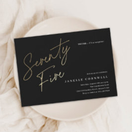 Minimalistisk svart och guld 75-årsfest inbjudan vykort