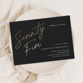 Minimalistisk svart och guld 75-årsfest inbjudningar