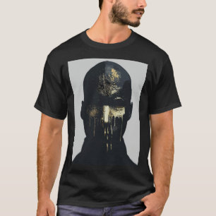 Minimalistisk svart och guld abstrakt porträtt t shirt