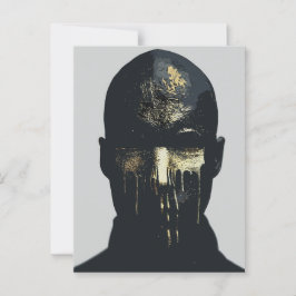 Minimalistisk svart och guld abstrakt porträttkons vykort