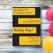 Minimalistisk svart och guld elegant chic 50-årsda