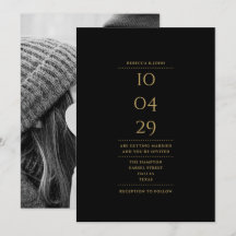 Minimalistisk svart och guld foto bröllopsdatum