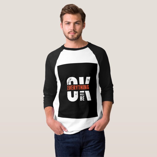 Minimalistisk svart och Orange-typografi T-Shirt (Hel framsida)