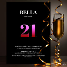 Minimalistisk svart och Rosa 21:a födelsedagen Par