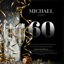 Minimalistisk svart och Silver 60:e Födelsedagsfes