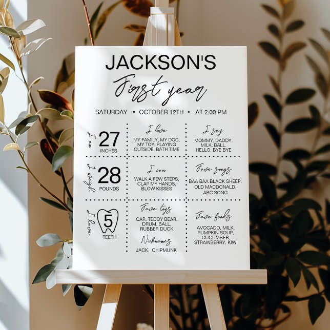 Minimalistisk svart och vit 1:a födelsemittdelsten poster (Skapare uppladdad)