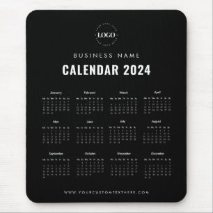 Minimalistisk svart och vit 2024 Magnetisk kalende Musmatta
