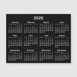 Minimalistisk svart och vit 2026 Magnetisk kalende