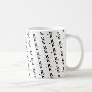 Minimalistisk svart och vit 2-brev Monogram mönste Kaffemugg