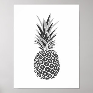 Minimalistisk svart och vit ananas poster