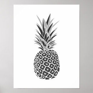Minimalistisk svart och vit ananas poster